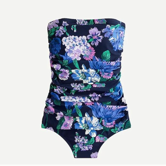 J. Crew Other - NWT J.Crew Women's Ruched bandeau one-piece in retro floral Size 4
